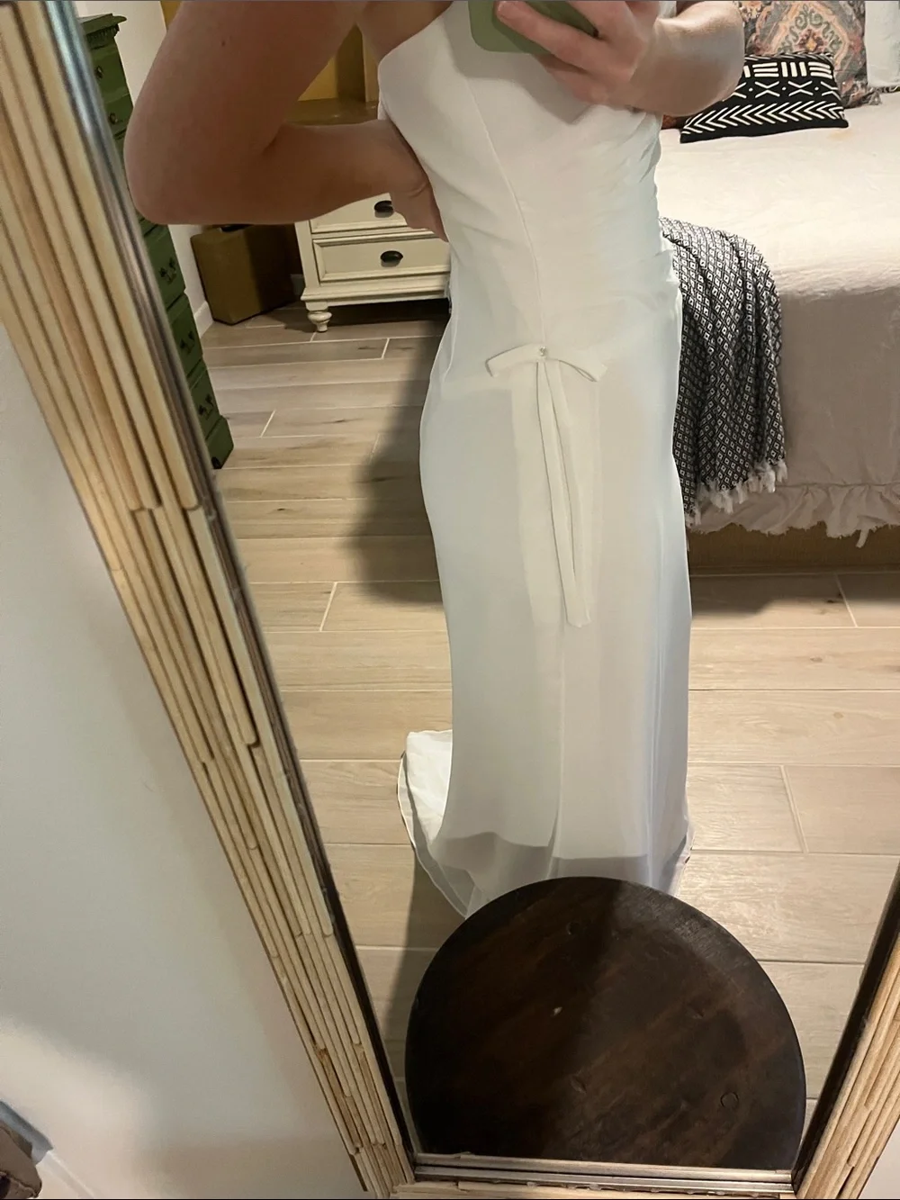 Strapless White Simple Ruched Bodice Wedding Dress or Evening Dress